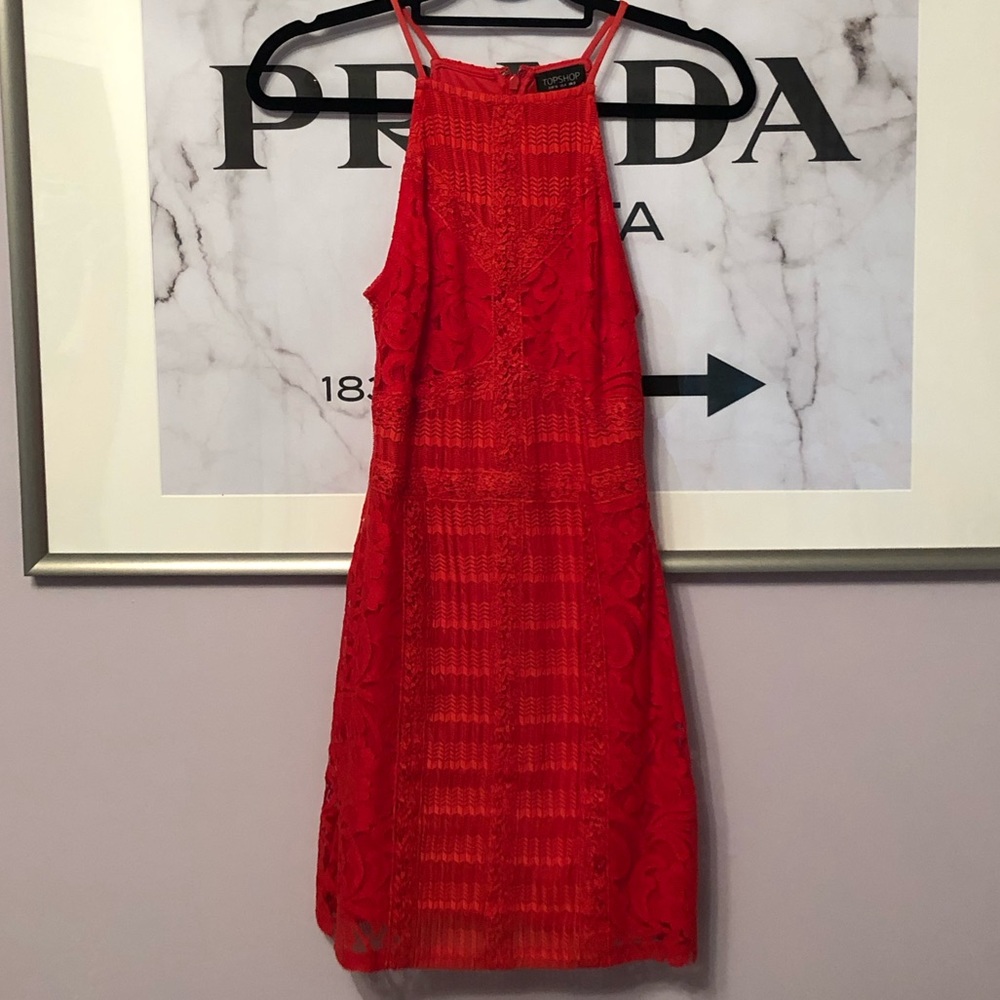 Topshop lace halter dress